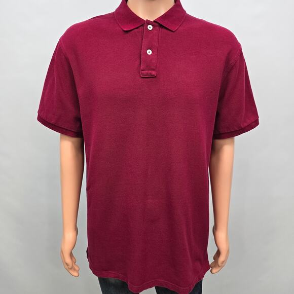 J. Crew Repp Polo Shirt Men XL Burgundy Red Pique Short Sleeve Cotton Mesh - Picture 2 of 11